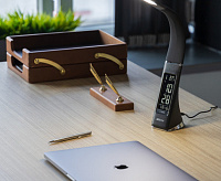 Настольная лампа TL-219B димм c часами и термометром черный