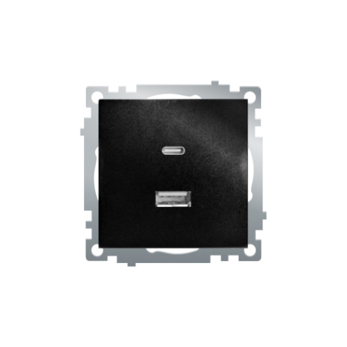 Катрин Розетка USB+type C 2-ая 250B 3A max 20w черный GLS10-7116-05