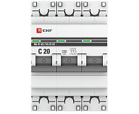 Автоматический выключатель EKF ВА 47-63 3P 4,5kA 20 А сн/пр