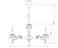 Люстра металл 10102/8 античная бронза/прозрачный  хрусталь