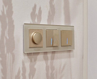 Веркель Выключатель 2-кл с подсветкой (шампань рифленый) WL10-SW-2G-LED