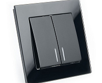 Катрин Выключатель 2-кл с подсветкой в сборе черный GLS10-7002-05