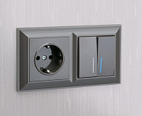 Веркель Розетка 1-ая с/з (серо-коричневый) WL07-SKG-01-IP20