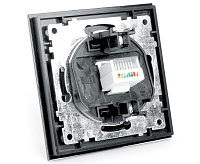 Катрин Розетка компьютерная 1-ая RJ45 в сборе черный GLS00-7007-05