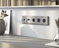 Веркель Розетка 1-ая с/з (серебро матовое) W1171065