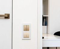 Веркель Выключатель 2-кл с подсветкой (шампань рифленый) WL10-SW-2G-LED