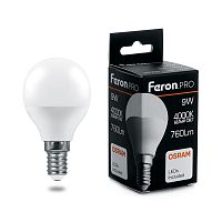 Лампа светодиодная  9W E14 4000K G45 LB-1409 шар (Feron PRO)