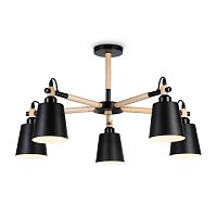 Люстра TR82211/5 BK/LW черный/светлое дерево E27/5 max 40W D780*430