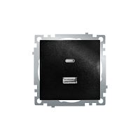 Катрин Розетка USB+type C 2-ая 250B 3A max 20w черный GLS10-7116-05