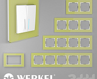 Веркель Рамка на 3 поста (фисташковый/стекло) W0031116