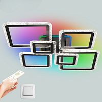 Люстра светодиодная "OVAL ICE RGB" 180W 7S-RC-960x750x110--BLACK/CLEAR-220-IP20