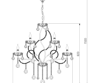 Люстра металл 3015/12 хром/лазурный хрусталь