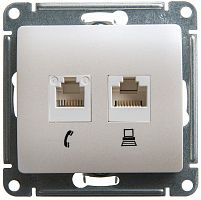 GLOSSA Механизм розетки комп RJ45+RJ45 кат 5е перламутр GSL000685КK