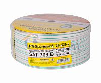 Кабель SAT 703 B, Cu/Al/Cu, (64%), 75 Ом, 100м., белый PROCONNECT