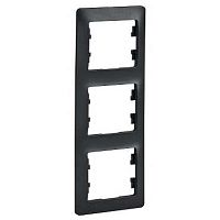 GLOSSA Рамка 3-ная вертикальная антрацит GSL000707