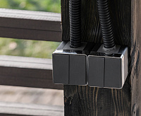 Веркель Выключатель двухклавишный влагозащищенный Gallant (графит рифленый) W5020204