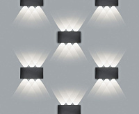 Настенный светодиодный светильник 230V 6*1W 4000K черный IP54 DH101 