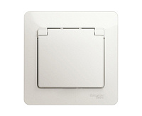 GLOSSA Розетка 1-ная с заземл. защ. шторки с крышкой в сборе перламутр GSL000646