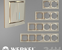 Веркель Рамка на 3 поста (Snabb слоновая кость/золото) WL03-Frame-03-ivory-GD