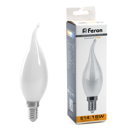 Лампа светодиодная 15W E14 2700K свеча LB-718 (Feron)