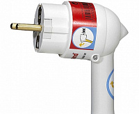 Вилка Элиум белая 2Р+Е, 16А, с рычагом, пластик