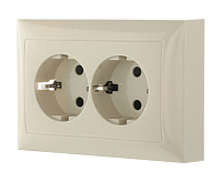 LK60 Розетка 2-ая с/з прямая со шторками бежевый 863701-1