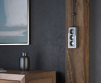 Веркель Розетка 3-ая с/з и шторками (графит рифленый) W5073104