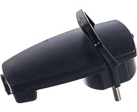 Вилка угловая плоская с кольцом, с заземлением, 250В, 16А, IP20, черная, PPG16-45-202