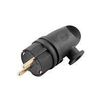 Вилка угловая с/з 250В 16А черная RPG16-21-442 каучук 