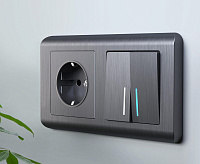 Веркель Выключатель 2-кл проходной с подсветкой (графит рифленый) W1122104