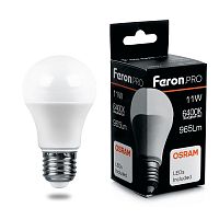 Лампа светодиодная 11W E27 6400K LB-1011 шар (Feron PRO)