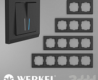 Веркель Рамка на 4 поста (Stark черный) WL04-Frame-04-black