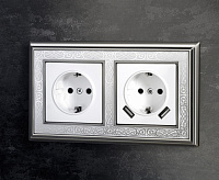 Веркель Рамка на 2 поста (белый/хром) W0021431