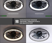 Люстра светодиодная "FAN FRAME" 45W+15W R-APP-500x125-BLACK/White-220-IP20
