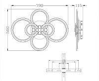 Люстра светодиодная "EUROPA" 132W 6R-APP-790/560/115 White/White-220-IP20