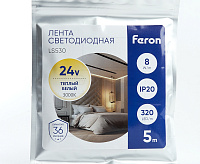 Лента светод  COB/320-24V 10W/m 3000K IP20 5м LS530 