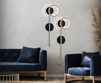 Бра FL5192 SBK/GD 9W 3000K черный песок/золото