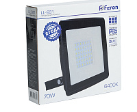 Прожектор светодиодный&nbsp;&nbsp;70W 6400K IP65 черный LL-931