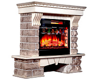 Портал Экстер В Кавказ бежевый с золотой патиной&nbsp;&nbsp;под очаг Panoramic 25 LED FX