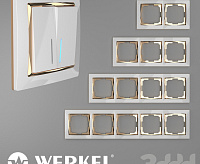 Веркель Рамка на 5 постов (Shabb белый/золото) WL03-Frame-05-white-GD