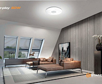 Накладной светильник "a-play" 60W RGB R-530-SHINY-220V-IP20 (со встр. колонкой+пульт)