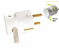 Вилка Элиум белая 2Р+Е, 16А, нижний ввод, пластик