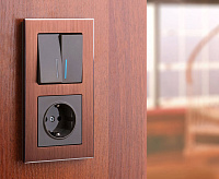 Веркель Выключатель 2-кл с подсветкой (серо-коричневый) WL07-SW-2G-LED