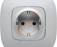 Valena ALLURE Розетка 1-ная с/з с лиц панелью безвинт зажимы алюм 753921