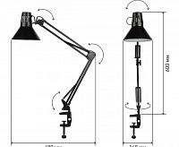 Настольная лампа на струбцине N-121-E27-40W-BK черный