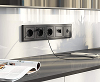 Веркель Розетка ТВ оконченная (графит матовый) W1183064