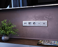 Розетка с заземлением, шторками и USBх2 (серебряный) WL06-SKGS-USBx2-IP20