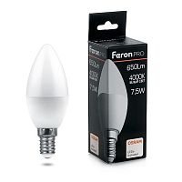 Лампа светодиодная  7,5W E14 4000K C37 LB-1307 свеча (Feron PRO)