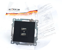 Катрин Розетка USB 2-ая 2.1A черный GLS10-7115-05