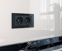 Веркель Рамка для двойной розетки (черный стекло) WL01-Frame-01-DBL